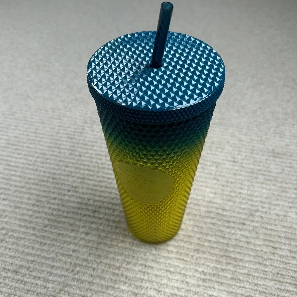 Starbucks Studded Tumbler 24oz Ombre Teal Yellow Green 011145240
